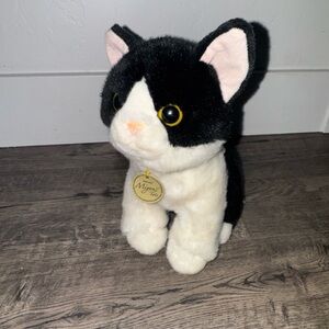 Soft Black & White Tuxedo Kitty Cat Miyoni Tots Aurora Plush Stuffed Animal 9"